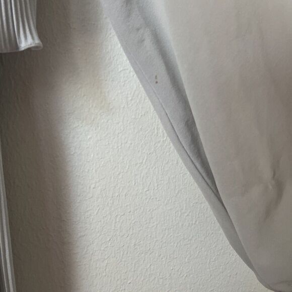 60s silver pleat‎ womens dress midi blouson chiffon long sleeve disco retro M - Picture 7 of 9